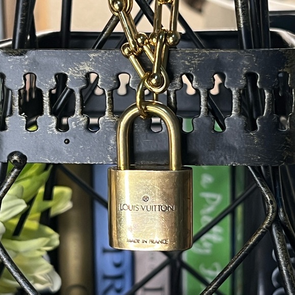 Authentic Louis Vuitton Lock and Key Gold Color with Gold Plated Chain Necklace - Picture 3 of 7